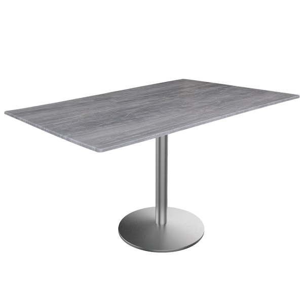 Holland Bar Stool Co 30 Tall OD214 St Steel Table Base w22 Diameter foot and 32x48 Greystone Top, IndoorOutdoor OD214-2230SSODS3248GryStn - main